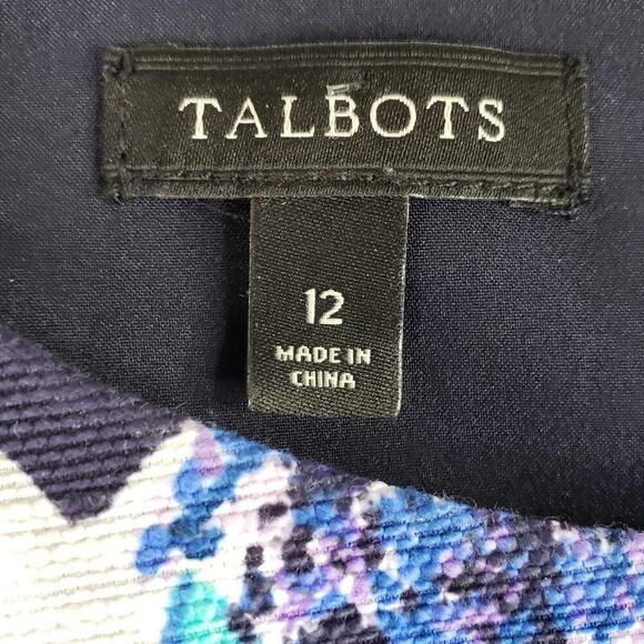 Talbots Sheath Dress Women’s Short Sleeve Navy Blue Size 12 Floral - Picture 5 of 7
